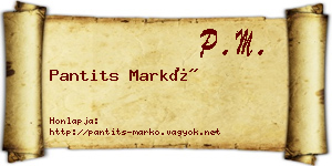 Pantits Markó névjegykártya